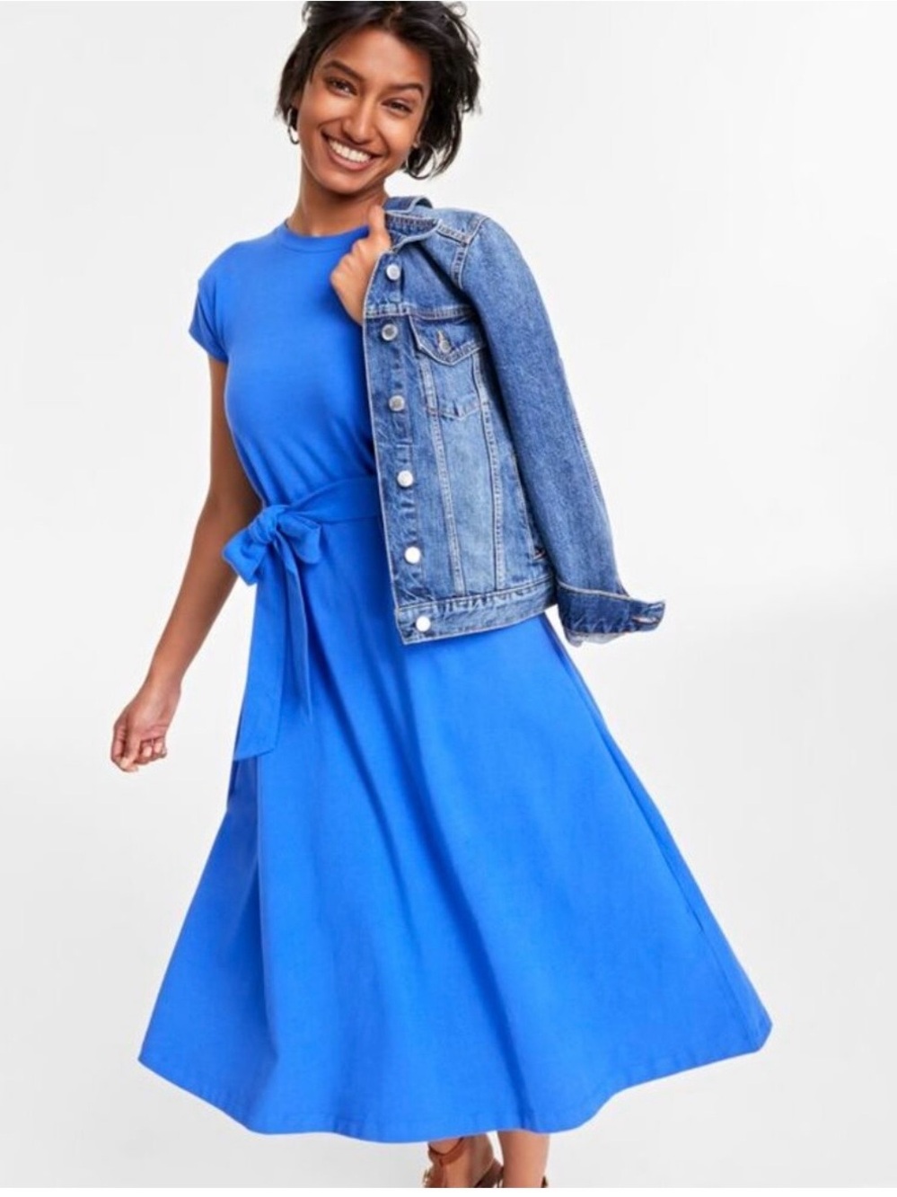 On 34th Cobalt Tie-Waist Midi Dress - Women